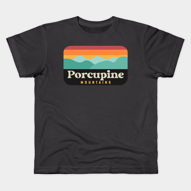 Porcupine Mountains State Park Michigan Vintage Sunset Kids T-Shirt by PodDesignShop